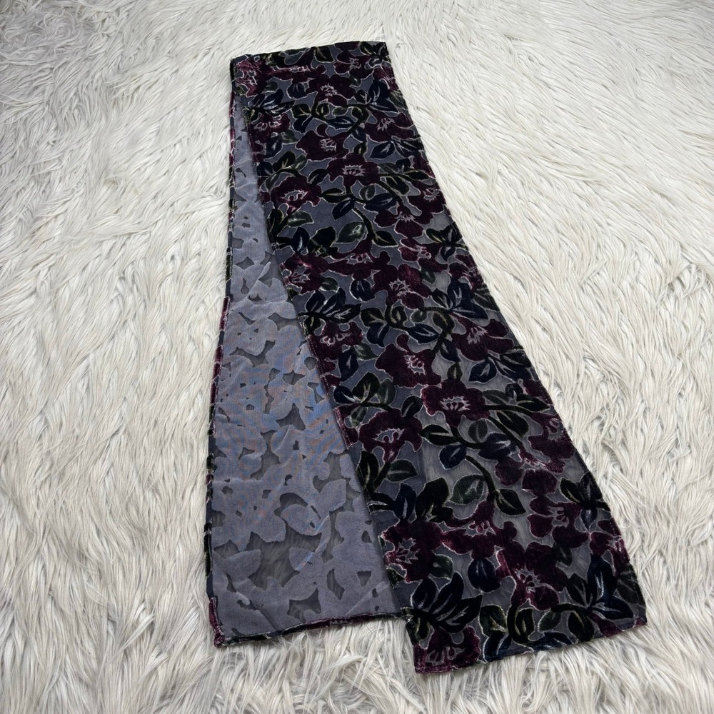 Unbranded Floral Velvet Burn Out Scarf Wrap Shawl Whimsigoth Artsy Goth Romantic